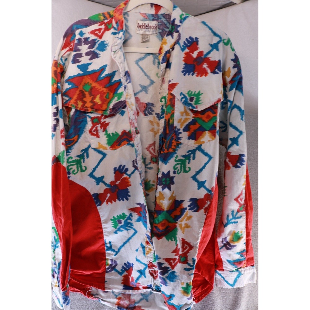 Saddlebrook Western Shirt Mens XL Southwestern Aztec Print Cotton Button Front - Picture 15 of 16